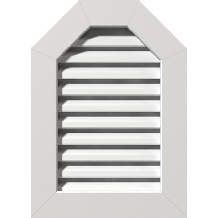 Ekena Millwork Octagonal Top Gable Vent Functional, PVC Gable Vent w/ 1" x 4" Flat Trim Frame, 24"W x 34"H GVPOT24X3401FUN